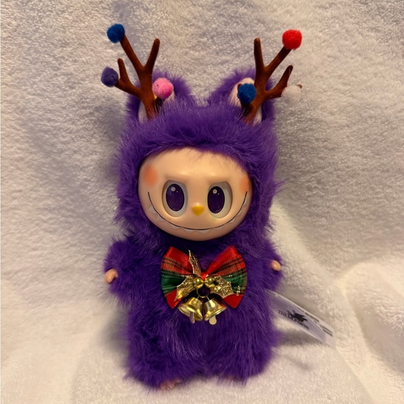Labubu Accessories - Christmas Labubu Purple Plush keychain + free cup wrap and keychain